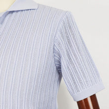 画像をギャラリービューアに読み込む, Vandori(ヴァンドリ)透かし編みコットンニット スキッパーポロシャツ【パールブルー】国内正規品