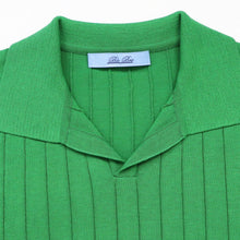 画像をギャラリービューアに読み込む, Blu Bre(ブルブレ)ワイドリブ スキッパー コットンニット ポロシャツ【グリーン】国内正規品