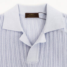 画像をギャラリービューアに読み込む, Vandori(ヴァンドリ)透かし編みコットンニット スキッパーポロシャツ【パールブルー】国内正規品