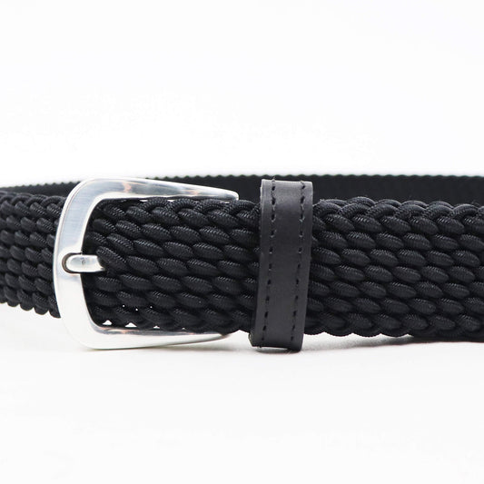 D'AMICO(ダミーコ)レザー×ストレッチメッシュ ベルト【ブラック】国内正規品