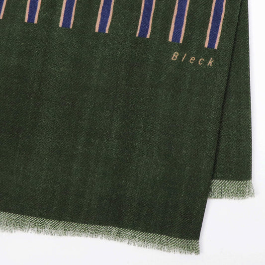 Bleck(ブレック)ストライプ柄 ウール100% ストール【グリーン】国内正規品
