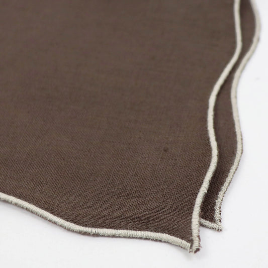 MUNGAI(ムンガイ)ポケットチーフ リネン100% 【ブラウン×ベージュ】国内正規品