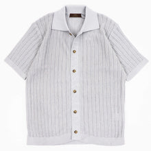 画像をギャラリービューアに読み込む, Vandori(ヴァンドリ)透かし編みコットンニット 半袖シャツカーディガン【アイスグレー】国内正規品