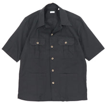 画像をギャラリービューアに読み込む, ORIAN(オリアン)半袖リネン サファリシャツ【ブラック】国内正規品