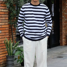 画像をギャラリービューアに読み込む, Blu Bre(ブルブレ)ボーダー柄 コットン ニットT 別注モデル【ネイビー×ホワイト】国内正規品