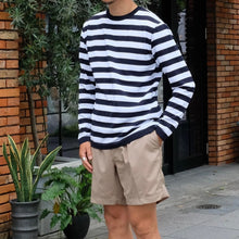画像をギャラリービューアに読み込む, Blu Bre(ブルブレ)ボーダー柄 コットン ニットT 別注モデル【ネイビー×ホワイト】国内正規品