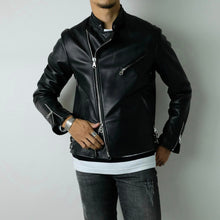 画像をギャラリービューアに読み込む, CINQUANTA(チンクワンタ)STAND COLLAR DOUBLE RIDERS スタンドカラー ダブル ライダースジャケット シルバージップ【ブラックBLACK】国内正規品