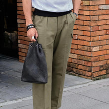 画像をギャラリービューアに読み込む, FATTORIA del CUOIO(ファットリアデルクオーイオ)イントレチャート 巾着 レザーバッグ【ブラック】国内正規品