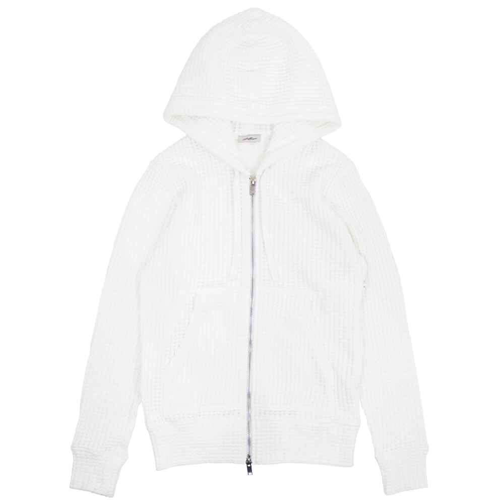 Seagreen（シーグリーン）BIG WAFFLE HOODIE ビッグ ワッフル ダブルジップアップ パーカー【ホワイト】国内正規品