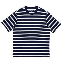 画像をギャラリービューアに読み込む, CIRCOLO 1901(チルコロ 1901)ボーダー柄 ストレッチ コットン Tシャツ【ネイビー×ホワイト】国内正規品