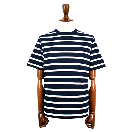 CIRCOLO 1901(チルコロ 1901)ボーダー柄 ストレッチ コットン Tシャツ【ネイビー×ホワイト】国内正規品