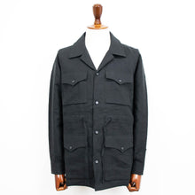 画像をギャラリービューアに読み込む, Massimo d' Augusto(マッシモ ダウグスト)ALFREDO アルフレッド リネン サファリ シャツ ジャケット【ブラック】国内正規品