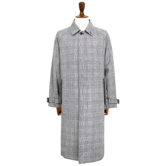 ES:S(エス)シェットランドウール グレンチェック ステンカラーコート【ブラック×ホワイト】国内正規品