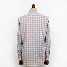 画像をギャラリービューアに読み込む, giannetto(ジャンネット)Vinci fit ヴィンチフィット オーバーチェック柄 カッタウェイカラー コットン シャツ【グレー×ブラウン】国内正規品