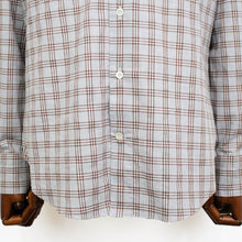 画像をギャラリービューアに読み込む, giannetto(ジャンネット)Vinci fit ヴィンチフィット オーバーチェック柄 カッタウェイカラー コットン シャツ【グレー×ブラウン】国内正規品