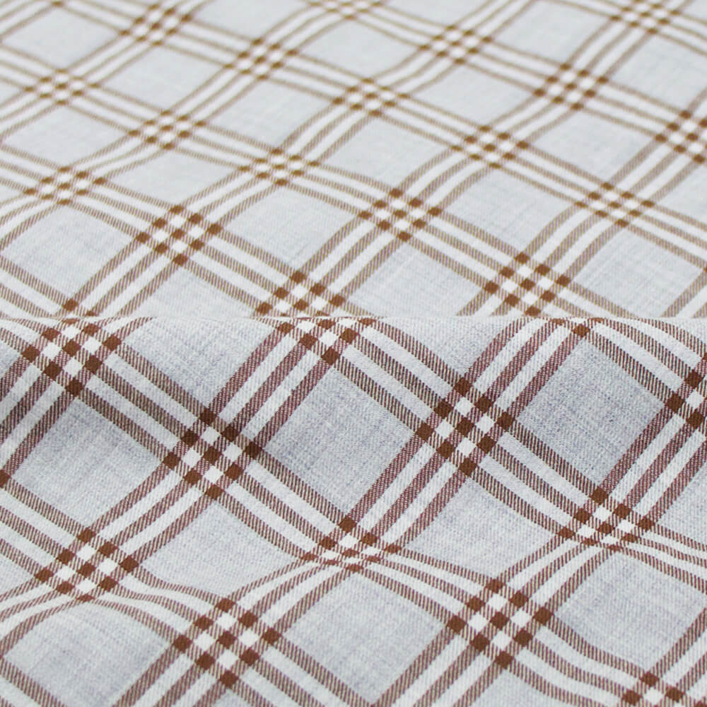 giannetto(ジャンネット)Vinci fit ヴィンチフィット オーバーチェック柄 カッタウェイカラー コットン シャツ【グレー×ブラウン】国内正規品