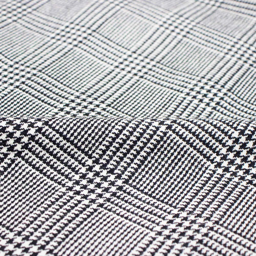 ES:S(エス)シェットランドウール グレンチェック ステンカラーコート【ブラック×ホワイト】国内正規品