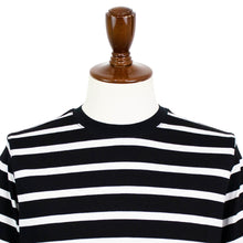 画像をギャラリービューアに読み込む, CIRCOLO 1901(チルコロ 1901)ボーダー柄 ストレッチ コットン Tシャツ【ブラック×ホワイト】国内正規品
