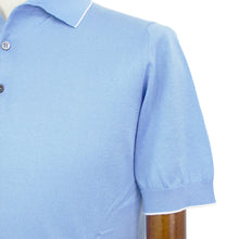 画像をギャラリービューアに読み込む, FILIPPO DE LAURENTIIS(フィリッポ デ ローレンティス)ハイゲージ コットン ニット ポロシャツ【サックス】国内正規品