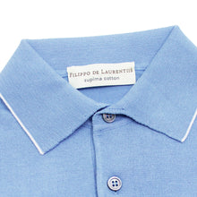画像をギャラリービューアに読み込む, FILIPPO DE LAURENTIIS(フィリッポ デ ローレンティス)ハイゲージ コットン ニット ポロシャツ【サックス】国内正規品