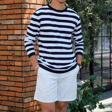 画像をギャラリービューアに読み込む, Blu Bre(ブルブレ)ボーダー柄 コットン ニットT 別注モデル【ネイビー×ホワイト】国内正規品