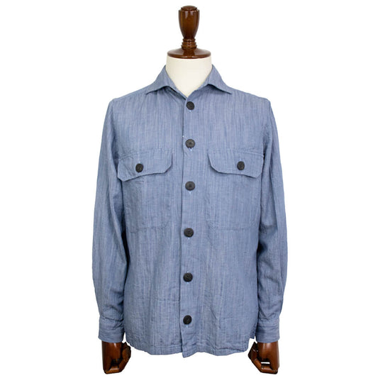 GUY ROVER(ギローバー)コットン リネン シャツ ブルゾン【ブルー】国内正規品