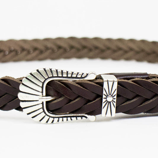 ALBERTO LUTI(アルべルト ルッティ)ジェニュインレザー メッシュ ウエスタン ベルト【ブラウン】国内正規品