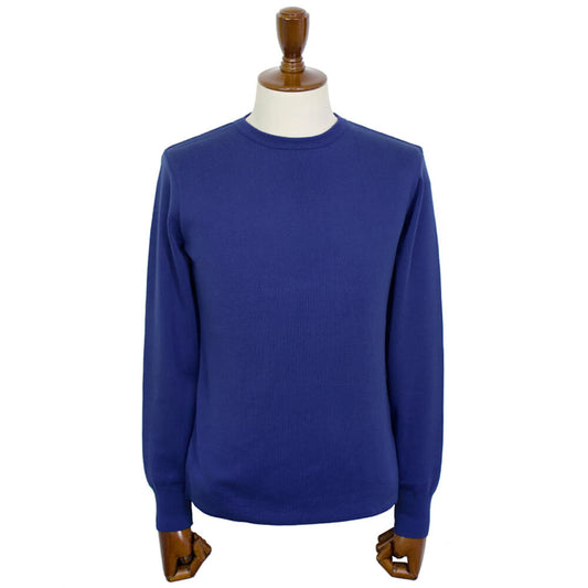Blu Bre(ブルブレ)コットン クルーネック ロングスリーブ ニットTシャツ【モルジブブルー】国内正規品