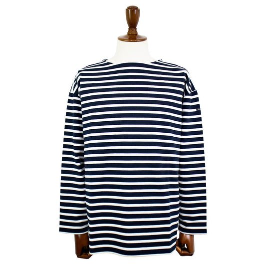 Le minor(ルミノア)14ゲージコットン ボーダー ボートネックカットソー【ネイビー×ホワイト】