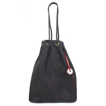 画像をギャラリービューアに読み込む, FATTORIA del CUOIO(ファットリアデルクオーイオ)イントレチャート 巾着 レザーバッグ【ブラック】国内正規品