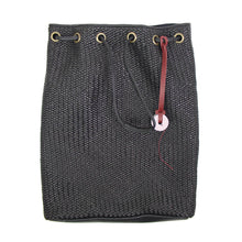 画像をギャラリービューアに読み込む, FATTORIA del CUOIO(ファットリアデルクオーイオ)イントレチャート 巾着 レザーバッグ【ブラック】国内正規品