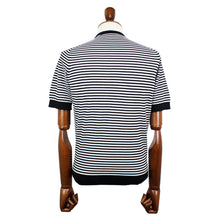 画像をギャラリービューアに読み込む, FILIPPO DE LAURENTIIS(フィリッポ デ ローレンティス)ボーダー柄 ハイゲージ コットン ニット Tシャツ【ブラック×ホワイト】国内正規品