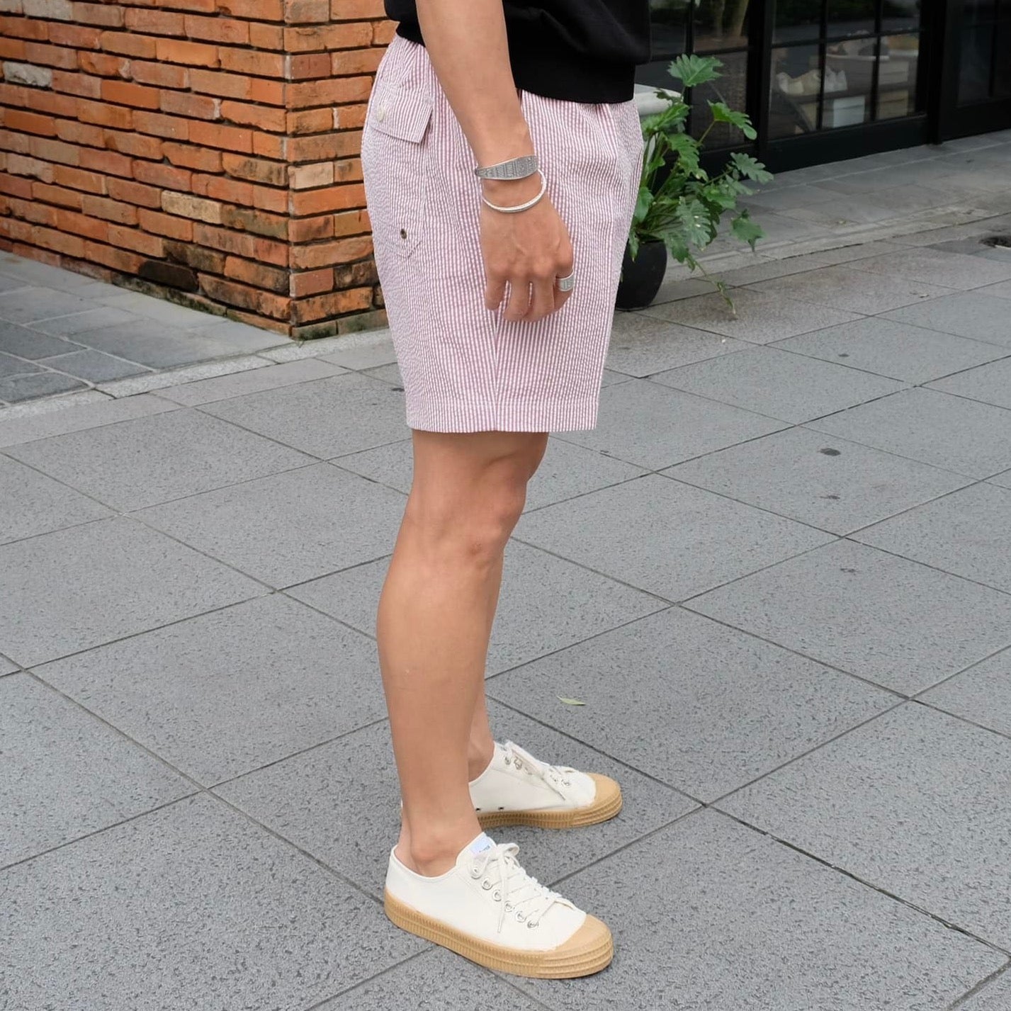 COLONY CLOTHING(コロニークロージング)Vandori×Giotto 別注 ストライプ柄 シアサッカー ショーツ【レッド】国内正規品