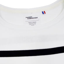 画像をギャラリービューアに読み込む, MAISON CORNICHON(メゾン コルニション)コットンフライス編み ボーダー柄 ボートネック カットソー【ホワイト×ブラック】国内正規品