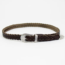 画像をギャラリービューアに読み込む, ALBERTO LUTI(アルべルト ルッティ)ジェニュインレザー メッシュ ウエスタン ベルト【ブラウン】国内正規品