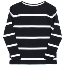 画像をギャラリービューアに読み込む, MAISON CORNICHON(メゾン コルニション)コットンフライス編み ボーダー柄 ボートネック カットソー【ブラック×ホワイト】国内正規品