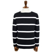 画像をギャラリービューアに読み込む, MAISON CORNICHON(メゾン コルニション)コットンフライス編み ボーダー柄 ボートネック カットソー【ブラック×ホワイト】国内正規品