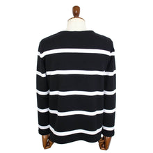 画像をギャラリービューアに読み込む, MAISON CORNICHON(メゾン コルニション)コットンフライス編み ボーダー柄 ボートネック カットソー【ブラック×ホワイト】国内正規品