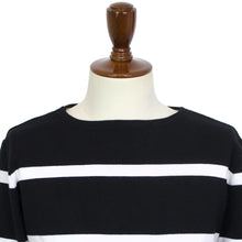 画像をギャラリービューアに読み込む, MAISON CORNICHON(メゾン コルニション)コットンフライス編み ボーダー柄 ボートネック カットソー【ブラック×ホワイト】国内正規品