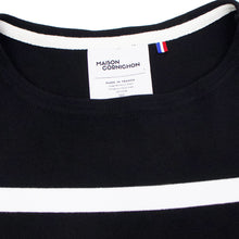 画像をギャラリービューアに読み込む, MAISON CORNICHON(メゾン コルニション)コットンフライス編み ボーダー柄 ボートネック カットソー【ブラック×ホワイト】国内正規品