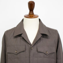 画像をギャラリービューアに読み込む, Massimo d' Augusto(マッシモ ダウグスト)ALFREDO アルフレッド リネン サファリ シャツ ジャケット【ブラウン】国内正規品