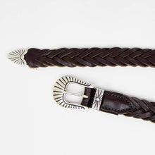 画像をギャラリービューアに読み込む, ALBERTO LUTI(アルべルト ルッティ)ジェニュインレザー メッシュ ウエスタン ベルト【ブラウン】国内正規品