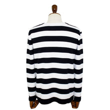 画像をギャラリービューアに読み込む, MAISON CORNICHON(メゾン コルニション)コットンフライス編み ボーダー柄 ボートネック カットソー【ブラック×ホワイト】国内正規品