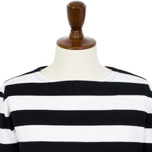 画像をギャラリービューアに読み込む, MAISON CORNICHON(メゾン コルニション)コットンフライス編み ボーダー柄 ボートネック カットソー【ブラック×ホワイト】国内正規品