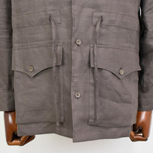 画像をギャラリービューアに読み込む, Massimo d' Augusto(マッシモ ダウグスト)ALFREDO アルフレッド リネン サファリ シャツ ジャケット【ブラウン】国内正規品