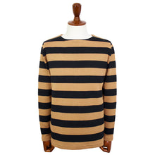画像をギャラリービューアに読み込む, MAISON CORNICHON(メゾン コルニション)コットンフライス編み ボーダー柄 ボートネック カットソー【ベージュ×ブラック】国内正規品