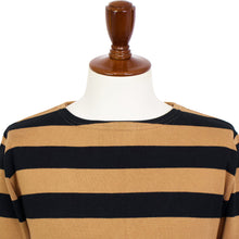 画像をギャラリービューアに読み込む, MAISON CORNICHON(メゾン コルニション)コットンフライス編み ボーダー柄 ボートネック カットソー【ベージュ×ブラック】国内正規品