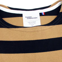 画像をギャラリービューアに読み込む, MAISON CORNICHON(メゾン コルニション)コットンフライス編み ボーダー柄 ボートネック カットソー【ベージュ×ブラック】国内正規品
