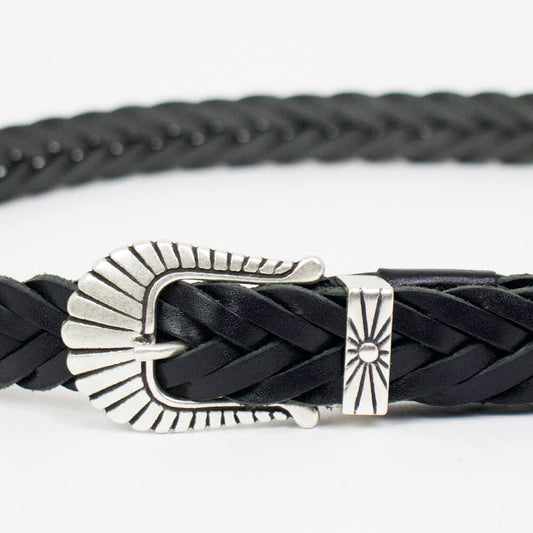 ALBERTO LUTI(アルべルト ルッティ)ジェニュインレザー メッシュ ウエスタンベルト【ブラック】国内正規品