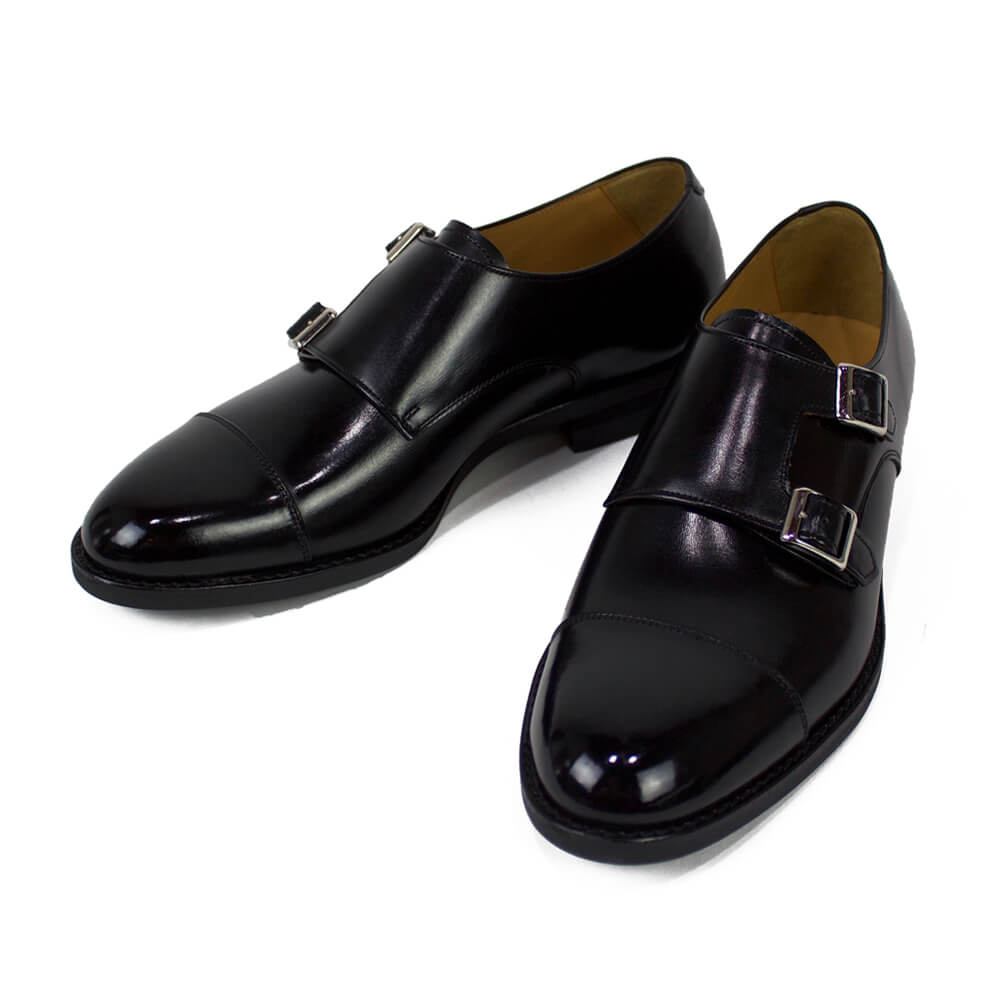 BRUNO（ブルーノ）ダブルモンク ストラップ シューズ 革靴【ブラック